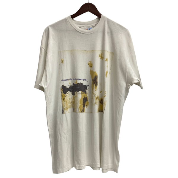 【曜日割引対象外】 ヴィンテージ vintage 90's NINE INCH NAILS "The Downward Spiral halo eight " Hanes USA製 Tシャツ ホワイト XLサイズ 201MT-4491 VB