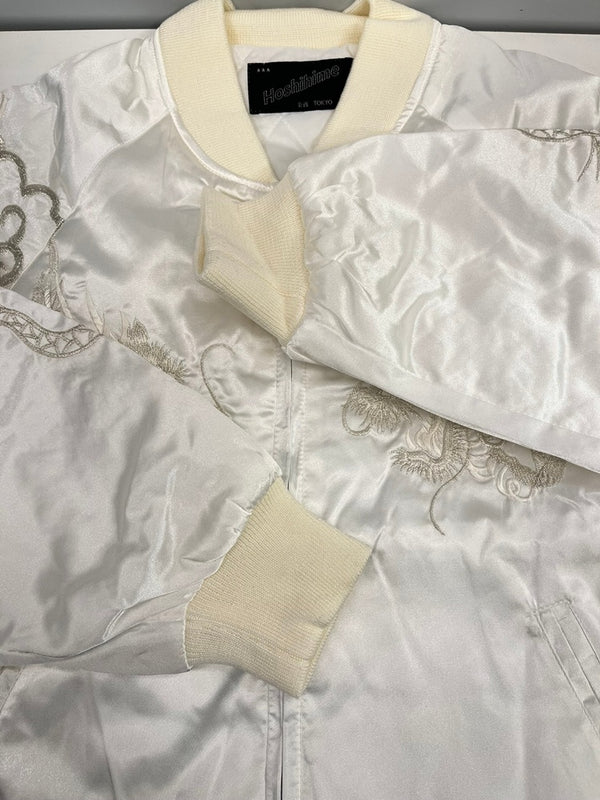 ほしひめ Hoshihime 星姫 スカジャン 龍刺繍 スカジャン サテン 白 F-002 ジャケット ホワイト フリーサイズ 101MT-5384