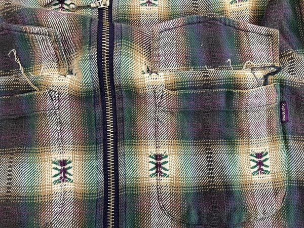 シュプリーム SUPREME Plaid Flannel Zip Up Shirt プレイドフランネルジップアップシャツ 長袖シャツ マルチカラー Lサイズ 101MT-4397