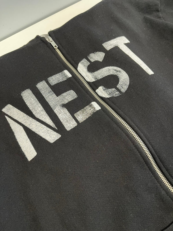 ネスト THE NEST ARMY ZIP UP HOODIE 黒 パーカ ブラック Lサイズ 101MT-4853
