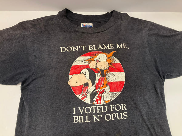 ヴィンテージ vintage 80s Hanes Washington Post Bill the Cat Don't Blame Me I Voted For Bill N'Opus ワシントンポスト Tシャツ ブラック Mサイズ 101MT-3207