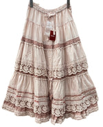 ピンクハウス PINKHOUSE ローズレース使い ロサケンティフォリアモチーフ リボン ミニサテン ピコフリル レース ティアード フロントボタン ROSE コットン 綿 ロリータ ゴスロリ PINK A2143FSY368 スカート 花 104LB-43