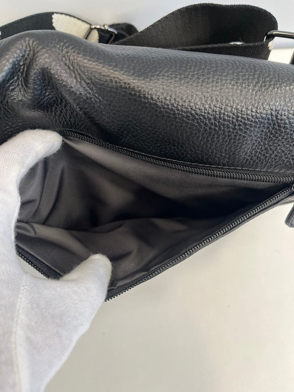 イアパピヨネ ear PAPILLONNER ワイドテープショルダーバッグ 黒無地×ダルメシアン柄テープ レザーバッグ バッグ レディースバッグ ショルダーバッグ・メッセンジャーバッグ ブラック 101bag-194