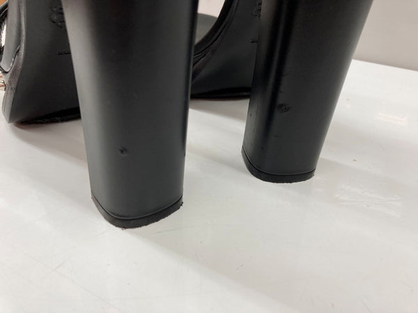 アレキサンダー・マックイーン Alexander McQueen スパイクソール サンダル ハイヒール ブロックハイヒール スタッズ オープントゥ カーフレザー イタリア製 BLACK 黒 18176123 レディース靴 サンダル ストラップ ブラック SIZE39 104S-992