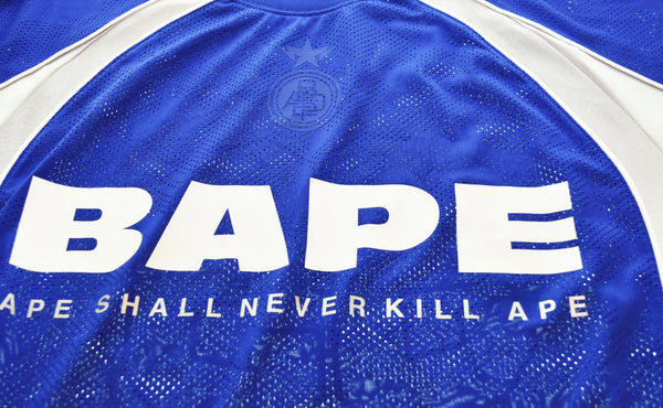 アベイシングエイプ A BATHING APE ソリッドカモジャカードマルチフットボールジャージ 001CSL301312M Tシャツ ブルー Mサイズ 103MT-2994