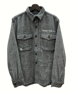 ウィンダンシー WIND AND SEA SDCL NEL TWEED SHIRT JACKET ネル ツイード シャツ ジャケット ヘリンボーン ロゴ 灰色 WDS-O-GEN-23-Q2-JK-01 長袖シャツ 総柄 グレー Mサイズ 104MT-881