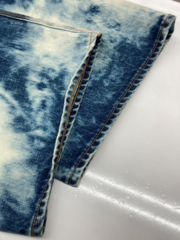 シュガーヒル SUGARHILL CLASSIC DOUBLE KNEE DENIM PANTS ダブル  ニー デニム パンツ ジーパン シンチバック ボタンフライ 加工 ズボン 白 青 総柄 23AWPT04 デニム ブルー サイズ 32 104MB-392