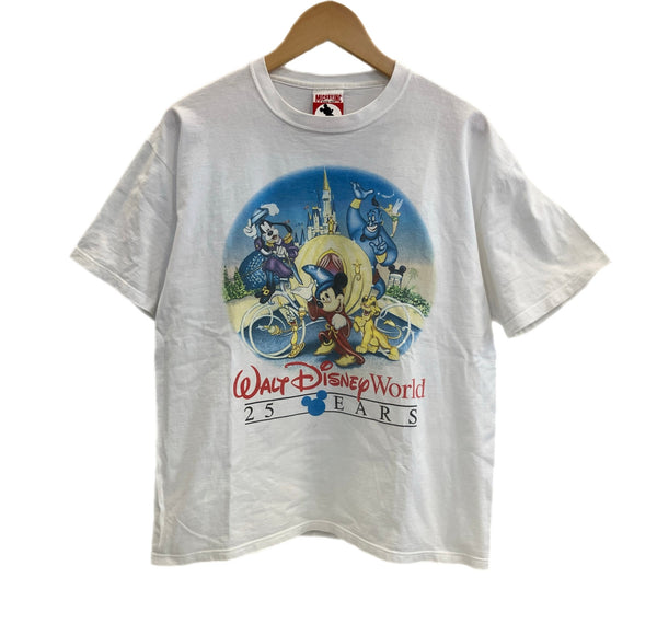 US US古着 90's 90年代 MICKEY INC WALT DISNEY WORLD 25 YEAR ディズニー ミッキー ファンタジア Vintage ヴィンテージ Tシャツ ホワイト Mサイズ 101MT-4433