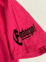 US US古着 90’s 90年代 ONEITA オールドイングリッシュ フロッキープリント MADE IN USA アメリカ製 VINTAGE ヴィンテージ シングルステッチ Tシャツ ピンク Lサイズ 101MT-4573