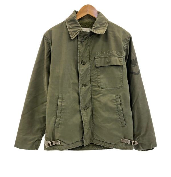 ミリタリー military 80's 80年代 US NAVY 米軍実物 A-2 デッキジャケット VINTAGE ヴィンテージ ジャケット カーキ Sサイズ 101MT-5037