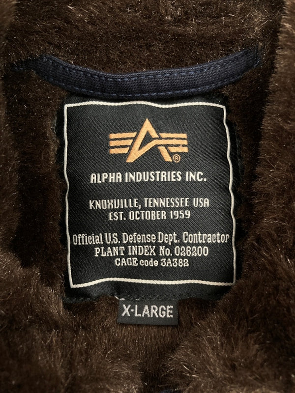 アルファインダストリーズ ALPHA INDUSTRIES N-1 DECK JACKET デッキ ジャケット ミリタリー ジップアップ 裏ボア 軍物 アウター 紺 20521-467 ジャケット ロゴ ネイビー XLサイズ 104MT-1809