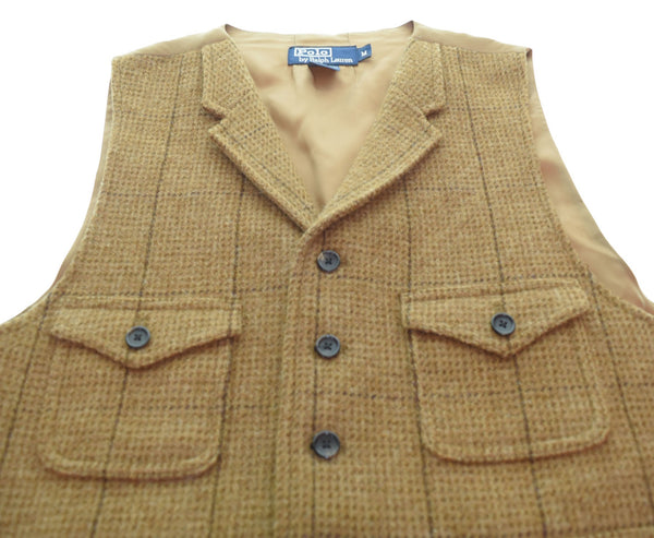 ラルフローレン RalphLauren Tweed Vest ツイードウール ベスト ジレ 茶 ベスト ブラウン Mサイズ 103MT-2310