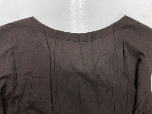 イッセイミヤケ ISSEY MIYAKE プリーツプリーズ PLEATS PLEASE ノースリーブ ミモレ丈 ミディ丈 シワプリーツ加工 バックリボン ウエストマーク 日本製 BROWN 茶色 PP93-PH975 ワンピース ブラウン SIZE3 104LT-165