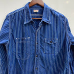 【曜日割引対象外】 リアルマッコイズ The REAL McCOY’S THE DOUBLE DIAMOND ウォバッシュストライプワークシャツ 長袖シャツ ブルー 16サイズ 201MT-4364 VB