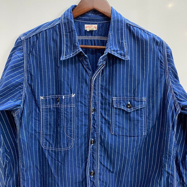 【曜日割引対象外】 リアルマッコイズ The REAL McCOY’S THE DOUBLE DIAMOND ウォバッシュストライプワークシャツ 長袖シャツ ブルー 16サイズ 201MT-4364 VB