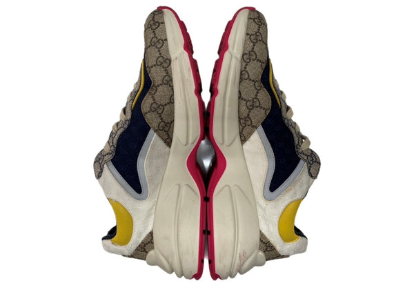 グッチ GUCCI RYTHON ライトン GG柄 レースアップ ローカット シューズ 白 茶 紺 619891 メンズ靴 スニーカー マルチカラー サイズ 10 1/2 104S-941