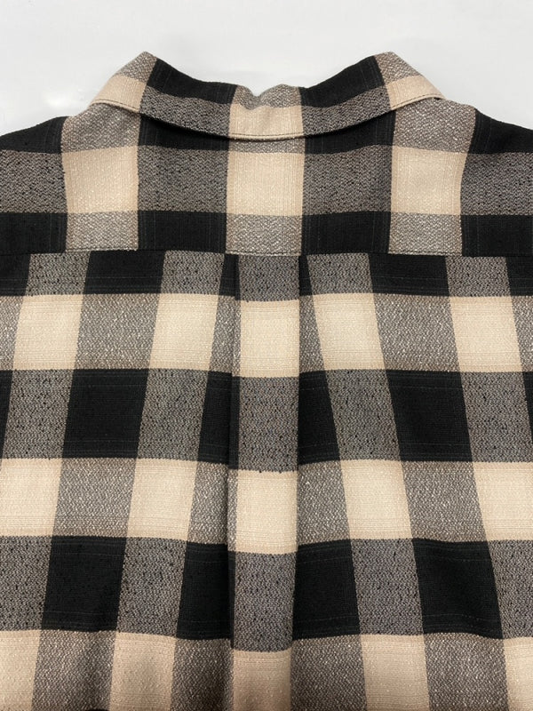 シュガーヒル SUGARHILL 23SS OMBRE PLAID LOOSE OPEN COLLAR BLOUSE オンブレ オープンカラー シャツ 開襟 茶 黒 23SSSH02 サイズ 0 長袖シャツ チェック ブラック 104MT-2111