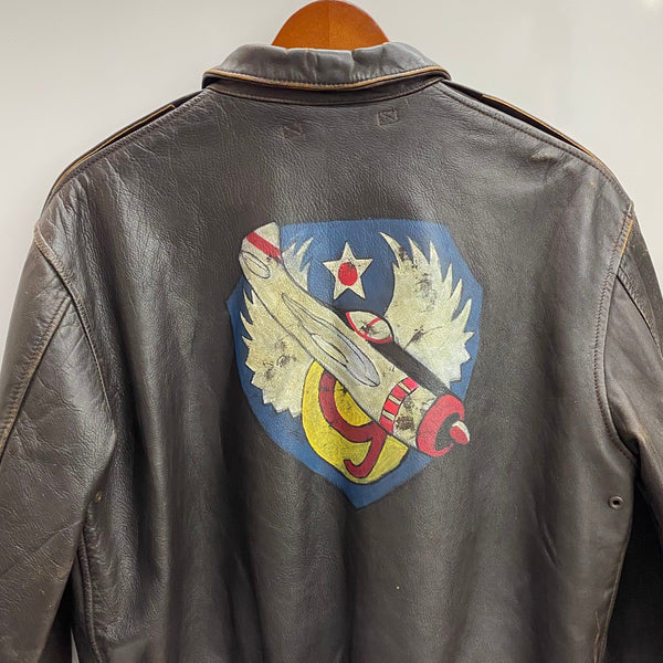 【曜日割引対象外】 アヴィレックス AVIREX A-2 レザー フライトジャケット USA製 ジャケット ブラウン 42サイズ 201MT-4519 VB