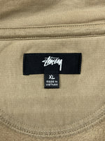 ステューシー STUSSY STOCK LOGO MOCK HALF ZIP ハーフ ジップ スウェット トレーナー 胸ロゴ 薄茶色 スウェット ロゴ ベージュ XLサイズ 104MT-762