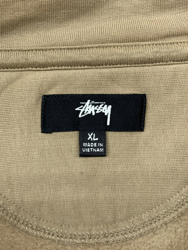 ステューシー STUSSY STOCK LOGO MOCK HALF ZIP ハーフ ジップ スウェット トレーナー 胸ロゴ 薄茶色 スウェット ロゴ ベージュ XLサイズ 104MT-762