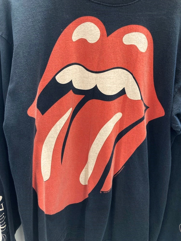バンドTシャツ BAND-T 2005 The Rolling Stones ローリングストーンズ tongue and lip logo タンアンドリップ バンT 古着 ロンT プリント ブラック Lサイズ 101MT-2493