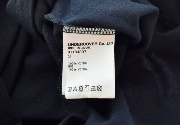 アンダーカバー イズム  UNDERCOVER ISM  22SS HUMMER HEADS スラッシュ切替 長袖Tシャツ 黒 UI1B4807 3 ロンT プリント ブラック 103MT-677