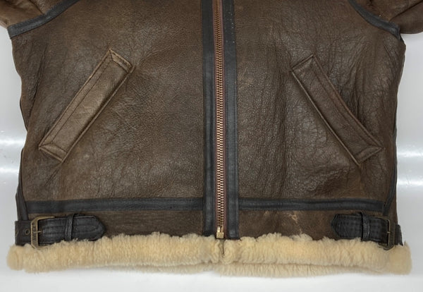 アビレックス AVIREX B-3 MOUTON FLIGHT JACKET ムートン フライト ジャケット ボア ジップアップ 軍物 アウター 茶 33H5595 サイズ 40 ジャケット 無地 ブラウン 104MT-1711