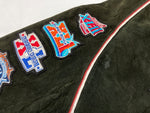 エヌエフエル NFL XLII SUPER BOEL スーパーボウル スタジャン アウター アメフト レザー 革 スエード スウェード ワッペン 刺繍 KHAKI 深緑  6A7GBB00 ジャケット ロゴ カーキ XLサイズ 104MT-1823