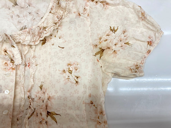 ピンクハウス PINKHOUSE 2011年モデル 生成モチーフ付き たくし上げ 桜 花柄 DRESS ドレス ピコフリル リボン ティアード レトロ アンティーク ロリータ IVORY アイボリー P011CFA09 ワンピース 総柄 ピンク 104LT-222