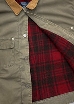 ラルフローレン RalphLauren 90s DUCK JACKET ダック ジャケット ワーク 革パッチ 襟コーデュロイ 裏地ブランケット USA製 アウター 緑 ジャケット ロゴ カーキ XLサイズ 104MT-1380