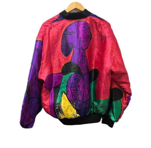 US US古着 90’s 90年代 Picaso ピカソ ナイロンジャケット リバーシブル ブルゾン アート VINTAGE ヴィンテージ - ジャケット マルチカラー 101MT-4682