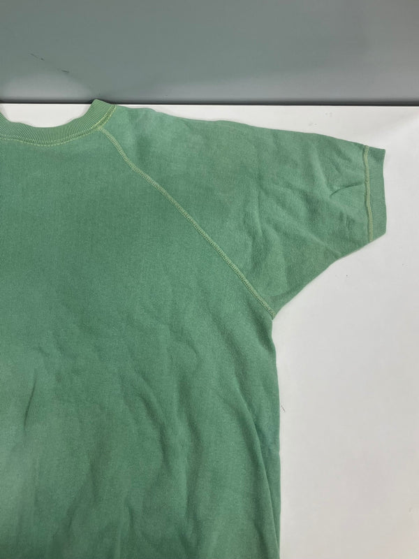 ヴィンテージ vintage 50's～60's 50～60年代 染み込みプリント ラグラン 4本針 フラットシーマ 半袖スウェット - スウェット グリーン 101MT-4962