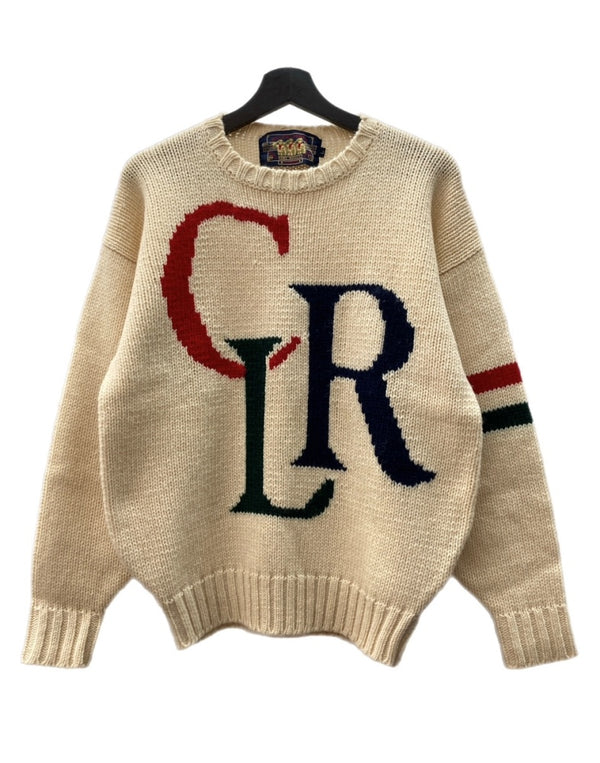 チャップス CHAPS 80s LOGO SWEATER ロゴ セーター 水兵 兵隊タグ ニット 厚手 CRL Ralph Lauren 白 セーター ロゴ ホワイト Lサイズ 104MT-2297