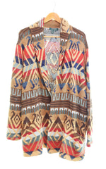 ラルフローレン RalphLauren COTTON SHAWL NATIVE GOWN ネイティブ柄 ショールカラー コットン×リネン ハンドニット ガウン カーディガン マルチカラー 3Lサイズ 103MT-2477