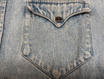 ダブルアールエル RRL 90s 三ツ星タグ DENIM SHIRT デニム ウエスタン メタルスナップボタン ヴィンテージ VINTAGE ラルフローレン RALPH LAUREN マレーシア製 ライトブルー 水色 長袖シャツ 無地 ブルー Mサイズ 104MT-1956