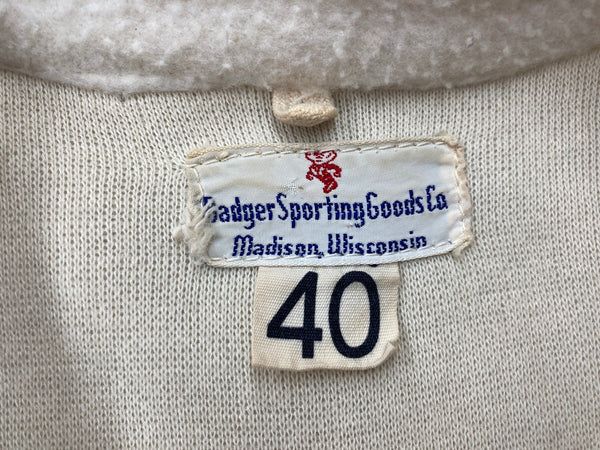 ヴィンテージ vintage 50s 50年代 Badger Sporting Goods ベースボールシャツ アーチロゴ フリース 白 サイズ 40 半袖シャツ ロゴ ホワイト 104MT-1907