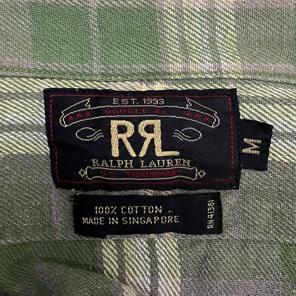 【曜日割引対象外】 ダブルアールエル RRL 90's フランネル ネルシャツ 長袖シャツ グリーン Mサイズ 201MT-4753 VB