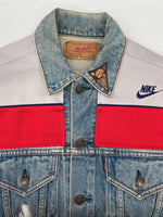 アパッチ APACHE REMAKE DENIM JACKET リメイク デニム ジャケット Gジャン ボタン ジャージ アウター インディゴ 青 ジャケット ロゴ マルチカラー Fサイズ 104MT-2214