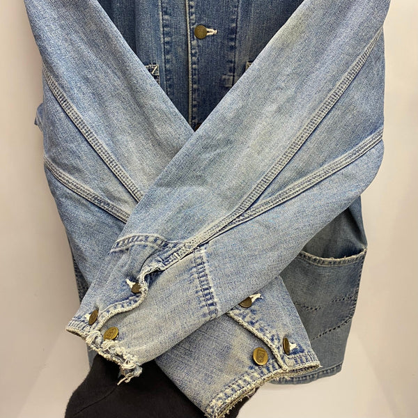 【曜日割引対象外】 リー Lee 90's 91-J 復刻 カバーオール デニム 412 ジャケット ブルー Lサイズ 201MT-4719 VB