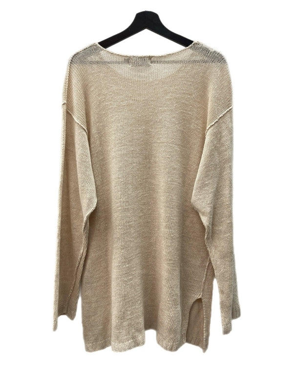 ダブルアールエル RRL 90s Plain Solid LINEN SWEATER リネン セーター ニット 薄手 三ツ星タグ Ralph Lauren 薄茶 セーター 無地 ベージュ Mサイズ 104MT-2296