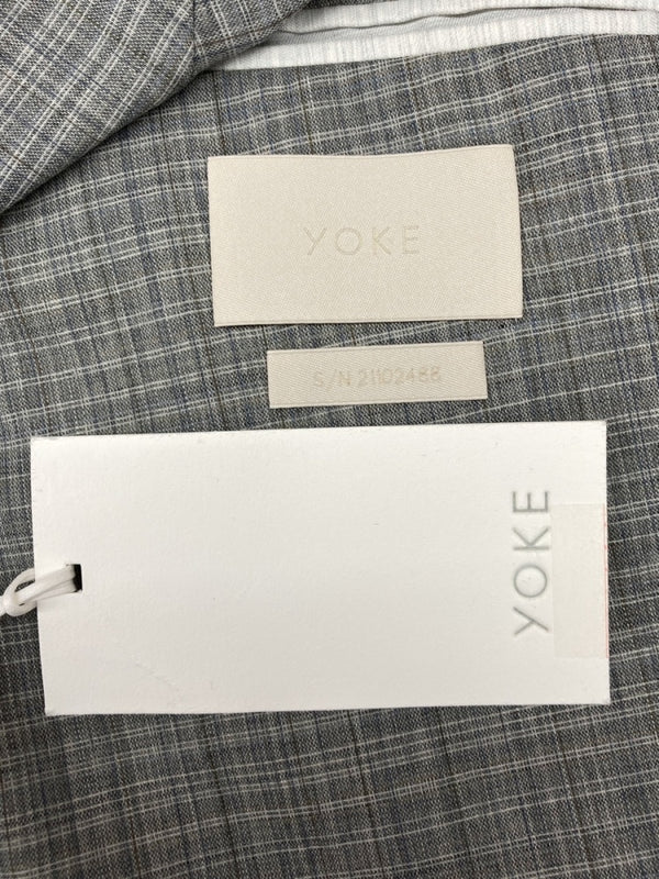 ヨーク YOKE 21SS SIDE OPEN COUBLE-BREASTED JACKET サイドオープン ジップ ジャケット テーラード ファスナー 灰 YK21SS0193J サイズ 2 ジャケット チェック グレー 104MT-982