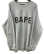 アベイシングエイプ A BATHING APE ベイプ BAPE 初期 90s トレーナー リバースウィーブ スワロフスキー ラインストーン クルーネック Y2K ロゴ 日本製 GRAY 灰色 スウェット プリント グレー XLサイズ 104MT-1821