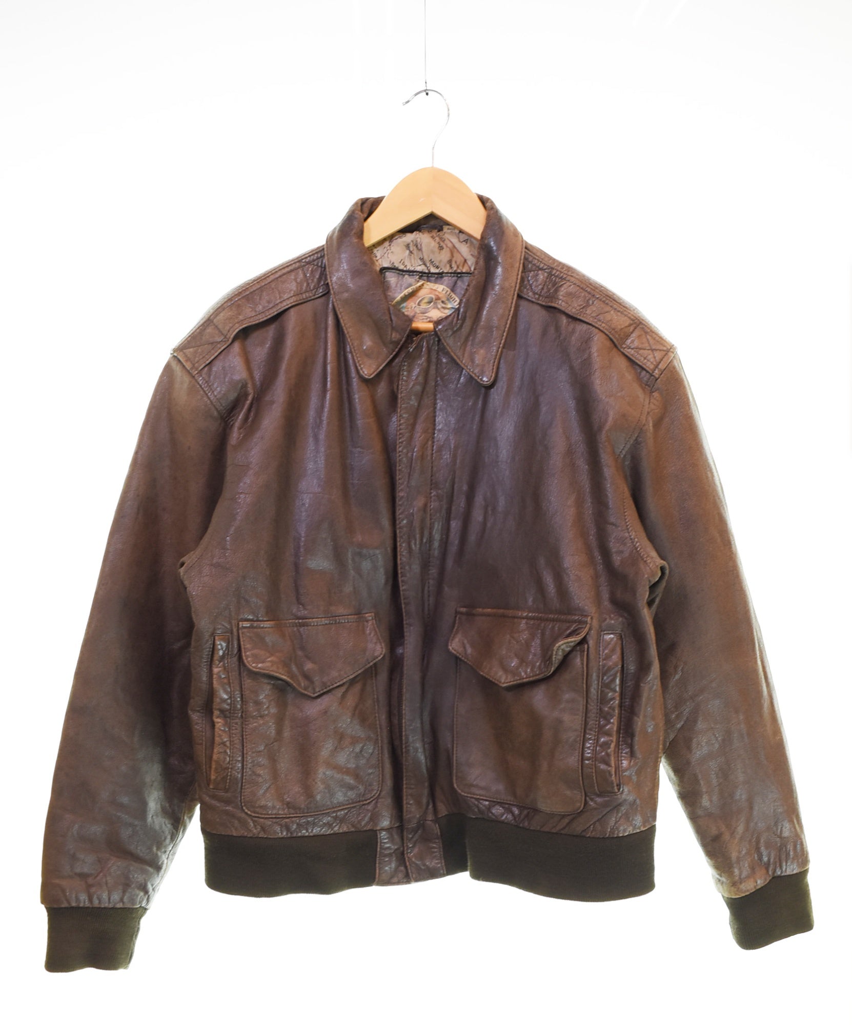 ビンテージ・ホースレザー・ジャケット・ダークブラウン・USA古着 70s Jean Pierre レザージャケット 古着 ヴィンテージ 茶 ブラウン