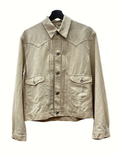 シュガーヒル SUGARHILL 22SS WOOL LINEN DENIM JACKET デニム ジャケット トラッカー 月桂樹 ドーナツボタン 薄茶 22SSJK08 3 ジャケット ストライプ ベージュ 104MT-912