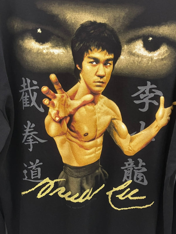 US US古着 vintage MICHAEL BRUCE LEE 龍 李小龍 截拳道 ジークンドー ブルースリー XL ロンT プリント ブラック LLサイズ 101MT-2617