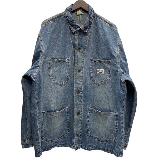 【曜日割引対象外】 リー Lee 90's DUNGAREES Cant Bustem デニムカバーオール USA製 ジャケット ブルー Lサイズ 201MT-3978 VB