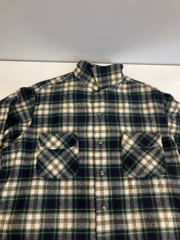 ペンドルトン PENDLETON 50's 50年代 オープンカラー ボードシャツ ウールシャツ 開襟 チェック vintage ヴィンテージ XL 長袖シャツ グリーン LLサイズ 101MT-3647