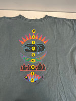 パタゴニア PATAGONIA 90s Vintage ヴィンテージ 雪なしタグ USA製 生態系 絶滅危惧種 プリントTシャツ 半袖カットソー XL Tシャツ グリーン LLサイズ 101MT-4699