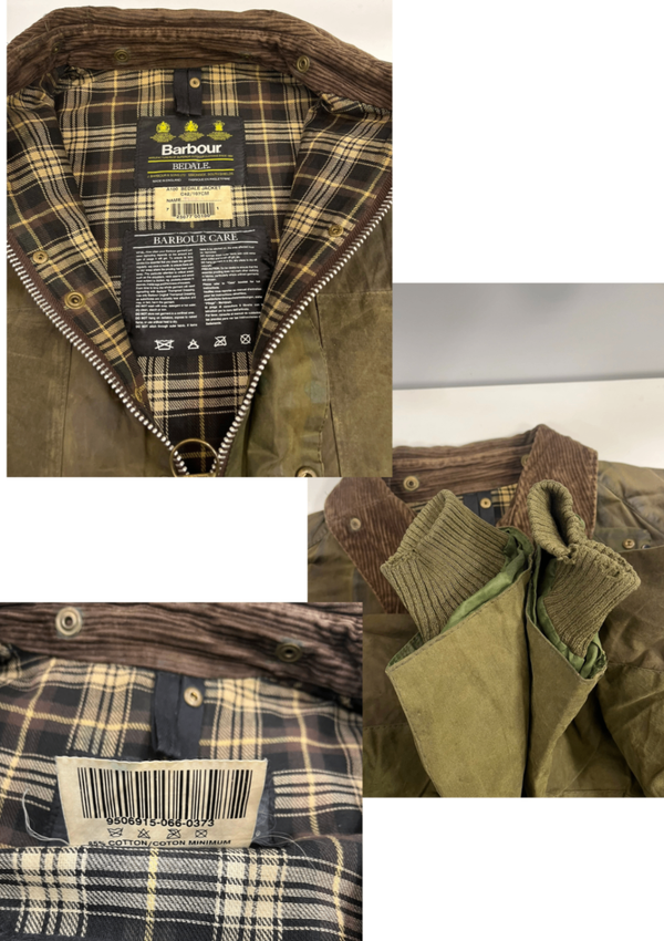 バブアー BARBOUR 90's 90年代 3ワラント BEDALE ビデイル ワックス コットン ジャケット オイルドジャケット VINTAGE ヴィンテージ A100 C42 ジャケット カーキ 101MT-5341