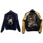 【曜日割引対象外】 東洋エンタープライズ TOYO ENTERPRISE 蛇髑髏 ヘビドクロ 別珍 サテンキルティング スカジャン ジャケット ネイビー Mサイズ 201MT-4273 VB